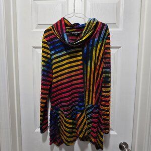 The Pyramid Collection Asymmetric Top Size L Funky Artsy Vibrant Rainbow Striped